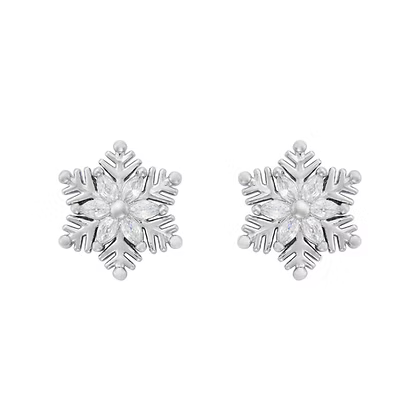 Rhodium Snowflake Crystal Earrings