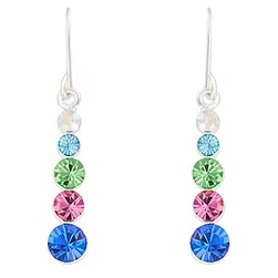 Rhodium Multi Crystal Drop Earrings