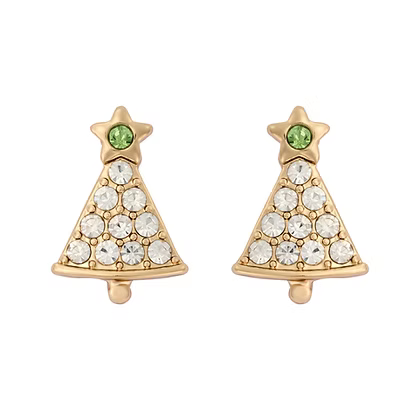 Gold Crystal Christmas Tree Earrings