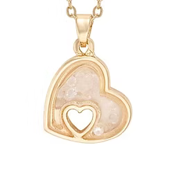 Gold Floating Heart Crystal Necklace