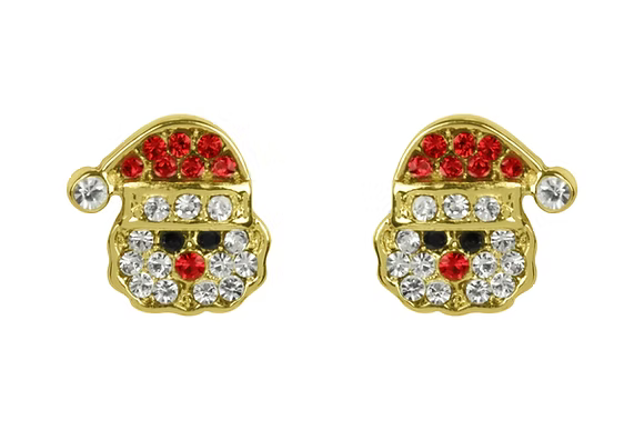 Gold Crystal Santa Earrings
