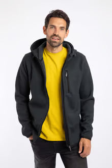 Lockie Full Zip Bonded Fleece Hoodie Washed Black