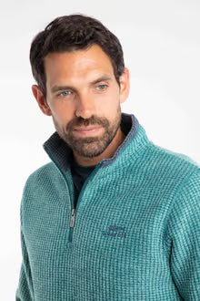 Newark 1/4 Zip Grid Fleece Leaf Green