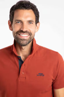 Miles Pique Polo Shirt Burnt Henna
