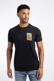 Parrots of the Caribbean Back Print Artist T-Shirt Black