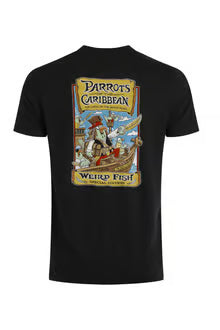 Parrots of the Caribbean Back Print Artist T-Shirt Black
