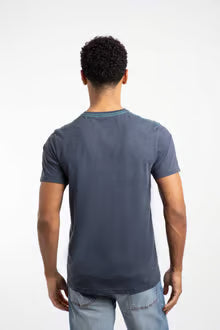 Double Fish Front Print Graphic T-Shirt Navy