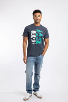 Double Fish Front Print Graphic T-Shirt Navy