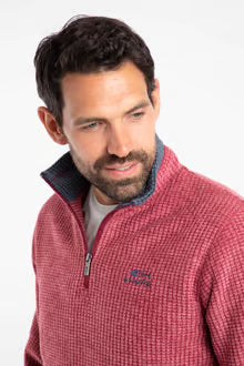Newark 1/4 Zip Grid Fleece Rhubarb