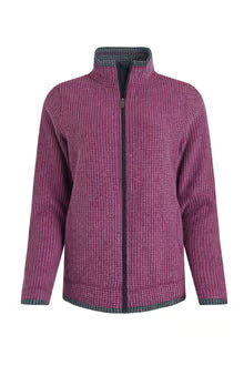 Ariana Full Zip Grid Fleece Purple Wine