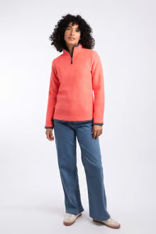 Beye 1/4 Zip Grid Fleece Hot Coral