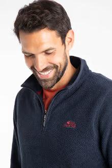 Errill 1/4 Zip Textured Fleece Midnight