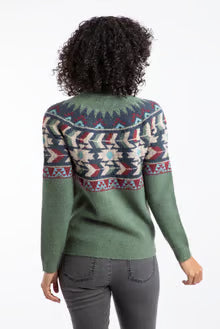 Arelia Ikat Knitted Jumper Army Green