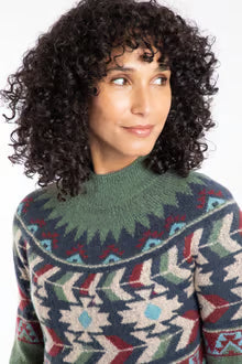 Arelia Ikat Knitted Jumper Army Green