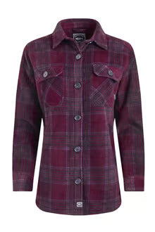 Autumn Check Fleece Shacket Aubergine