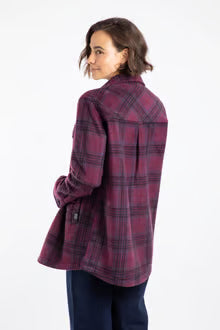 Autumn Check Fleece Shacket Aubergine