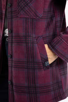 Autumn Check Fleece Shacket Aubergine