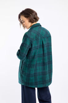 Autumn Check Fleece Shacket Cedar Green