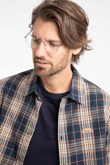 Lando Long Sleeve Check Shirt Navy