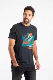 Aspect Mountains Front Print Graphic T-Shirt Black
