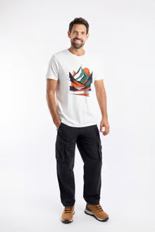 Aspect Mountains Front Print Graphic T-Shirt Dusty White