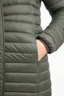 Kempley Lightweight Padded Midline Hooded Jacket Deep Lichen Green