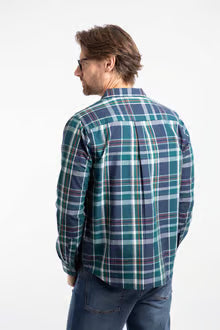 Lando Long Sleeve Check Shirt Dark Blue