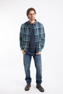 Lando Long Sleeve Check Shirt Dark Blue