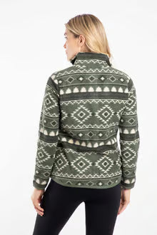 Rochelle Full Zip Printed Micro Fleece Deep Lichen Green