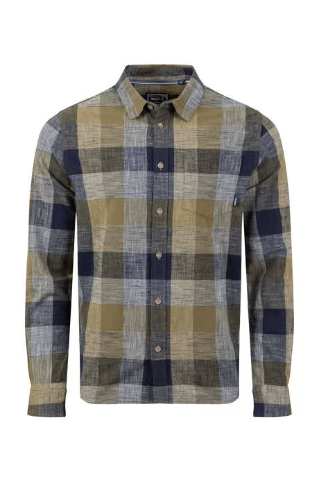 Sode Organic Cotton Brushed Long Sleeve Check Shirt Green