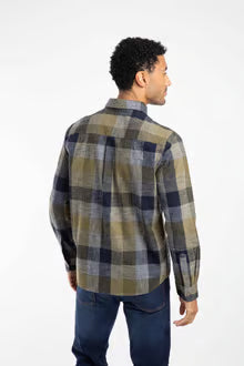 Sode Organic Cotton Brushed Long Sleeve Check Shirt Green