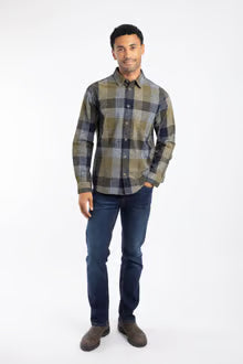 Sode Organic Cotton Brushed Long Sleeve Check Shirt Green