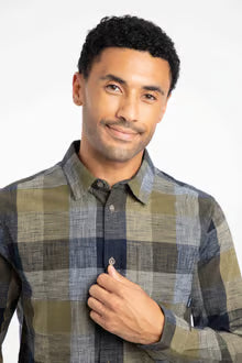 Sode Organic Cotton Brushed Long Sleeve Check Shirt Green