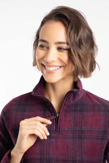 Reena 1/4 Zip Printed Microfleece Aubergine