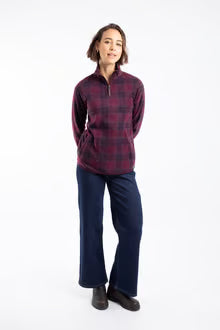 Reena 1/4 Zip Printed Microfleece Aubergine
