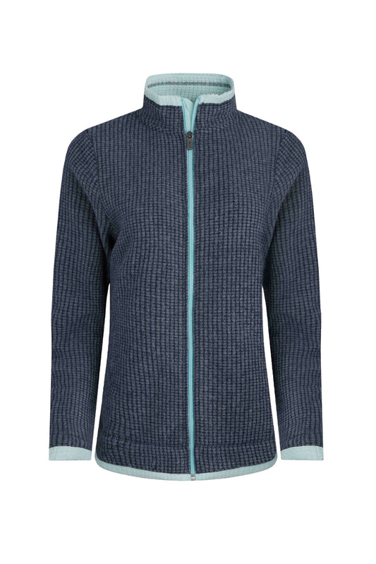 Ariana Full Zip Grid Fleece - Rich Navy