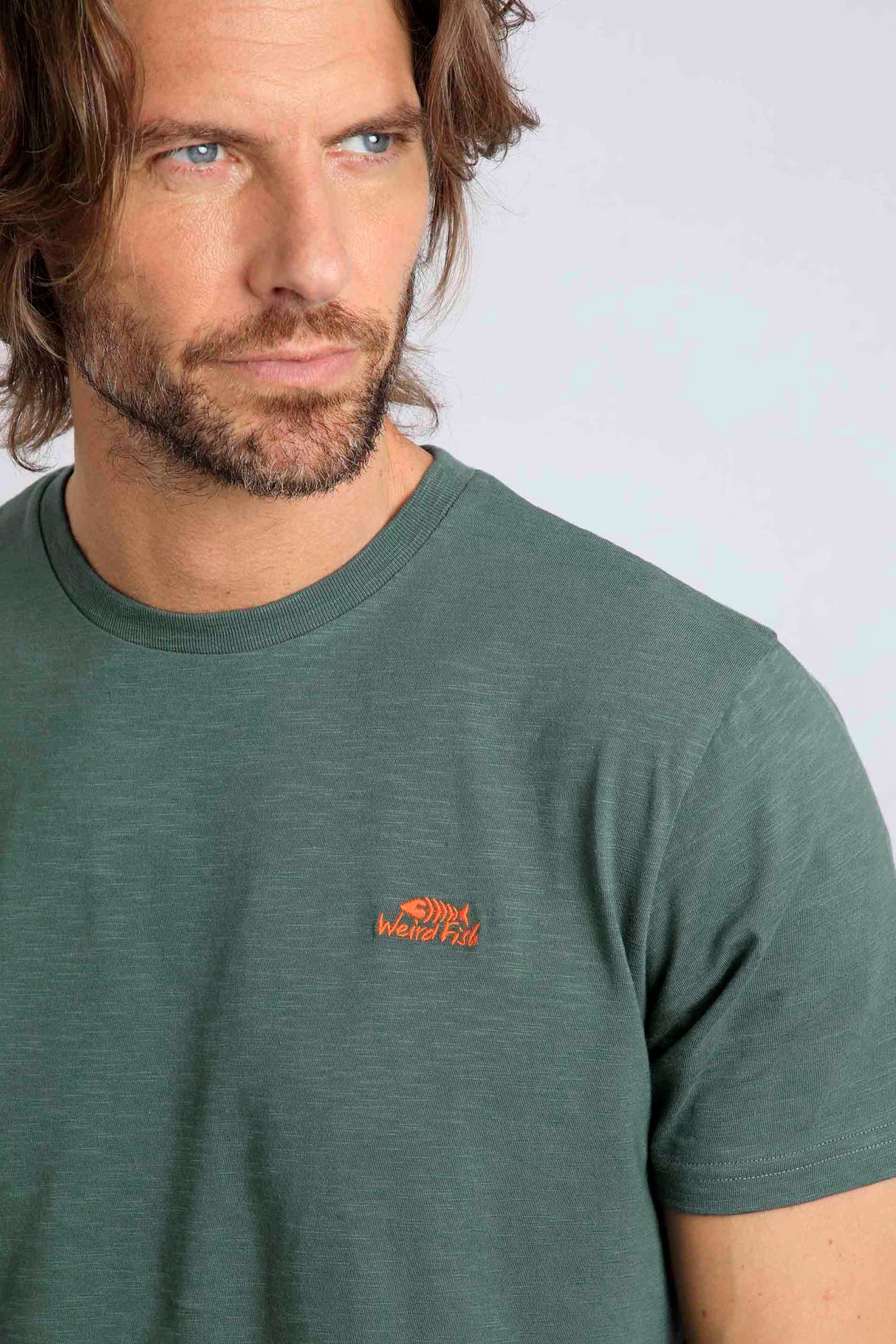 Fished Organic Cotton Branded Tee - Dusky Green