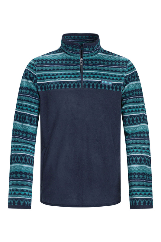 Gilbert Qtr Zip Printed Microfleece - Navy