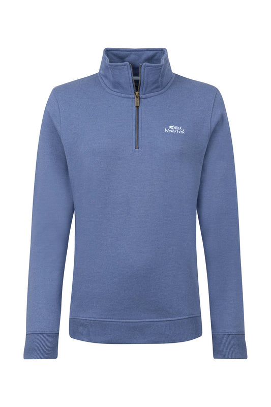 Avery Branded Qtr Zip Sweat - Faded Blue