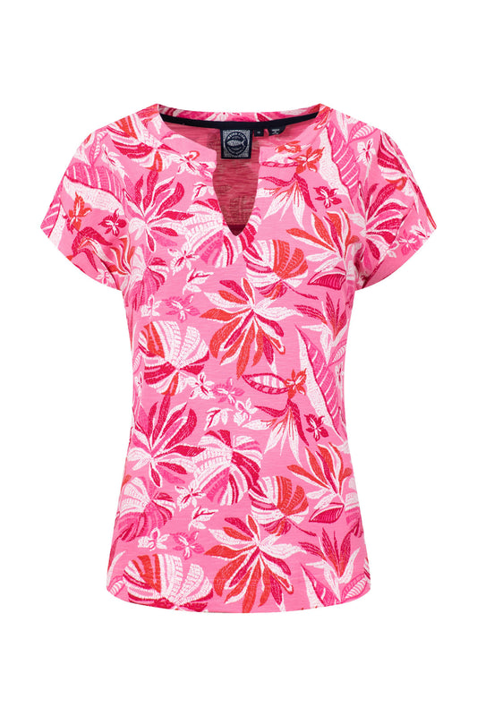 Alia Organic Cotton Printed Jersey Top - Hot Pink
