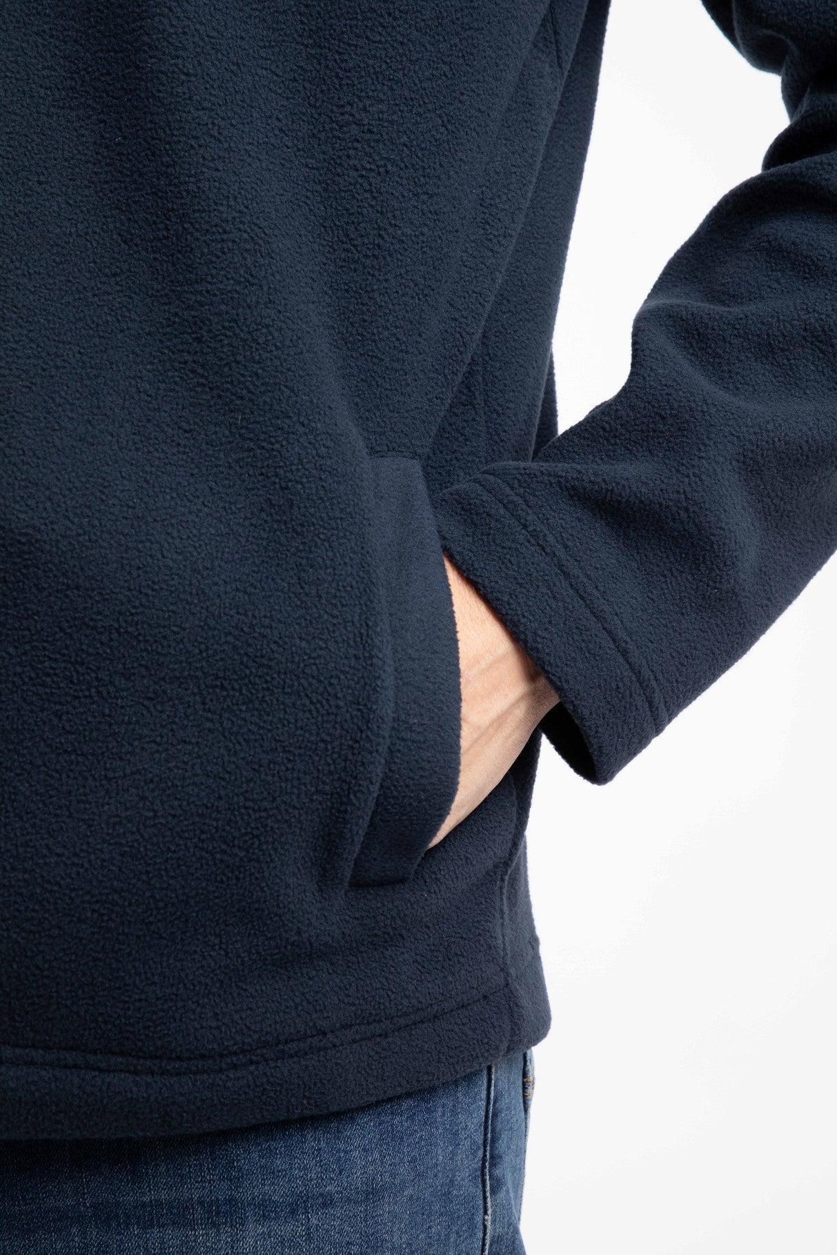 Roald Button Funnel Neck Microfleece - Navy