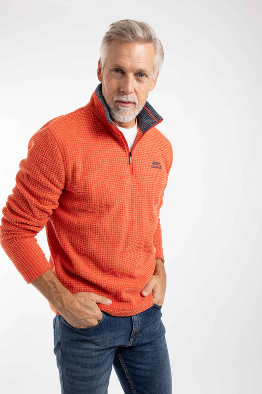 Weird Fish - Newark 1/4 Zip Grid Fleece - Orange Spice