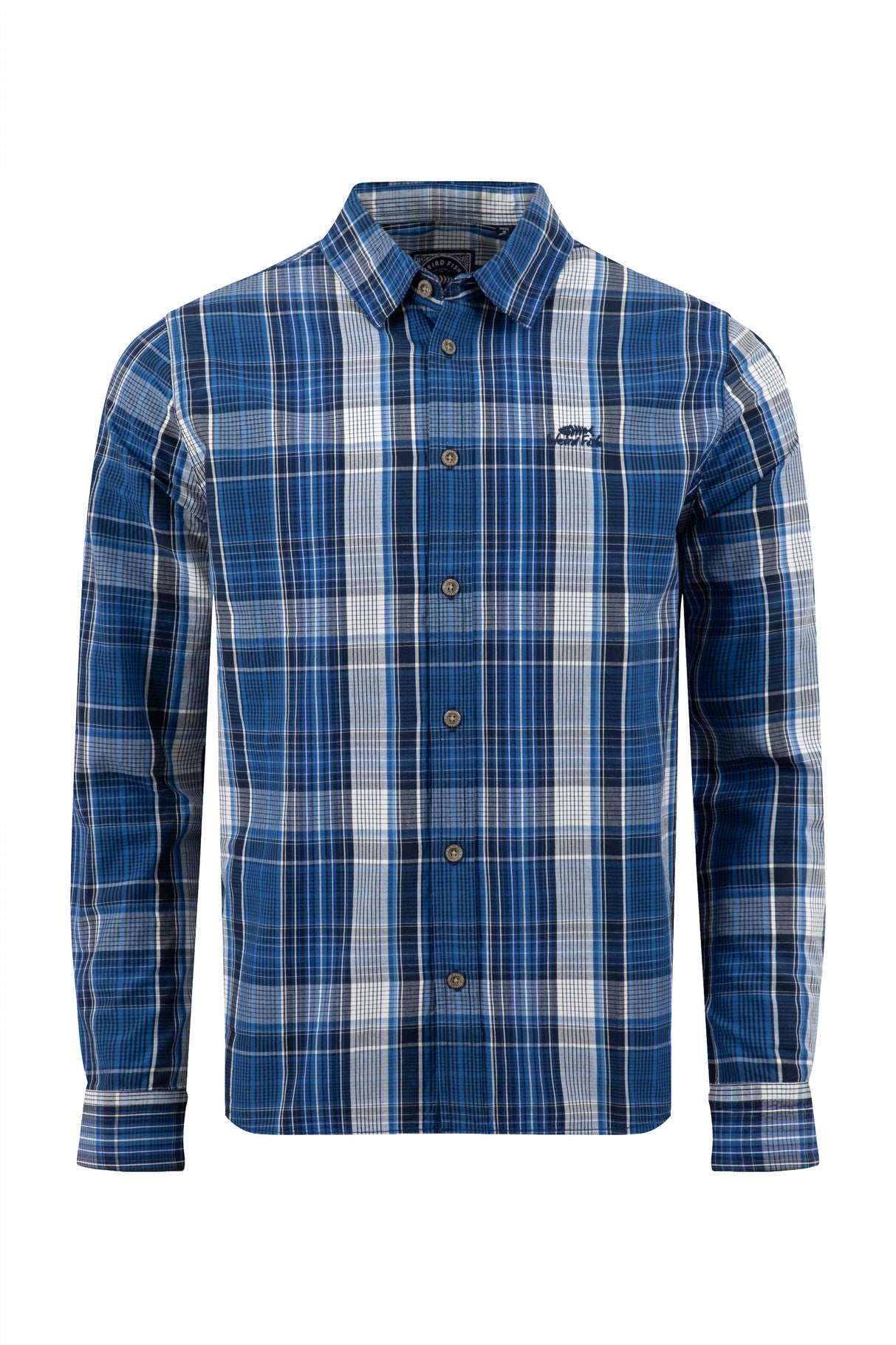 Weird Fish - Lando Long Sleeve Check Shirt - Bright Navy