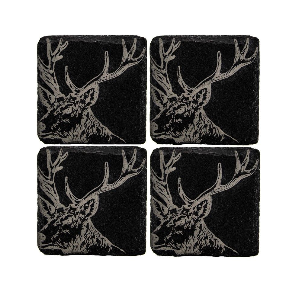 Stag Slate Coasters (Set of 4)