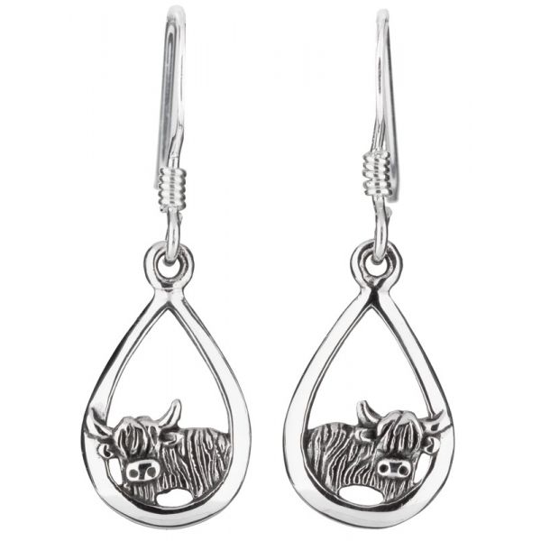 Sterling Silver Highland Cow Earrings