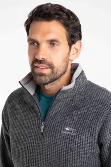 Newark 1/4 Zip Grid Fleece Washed Black