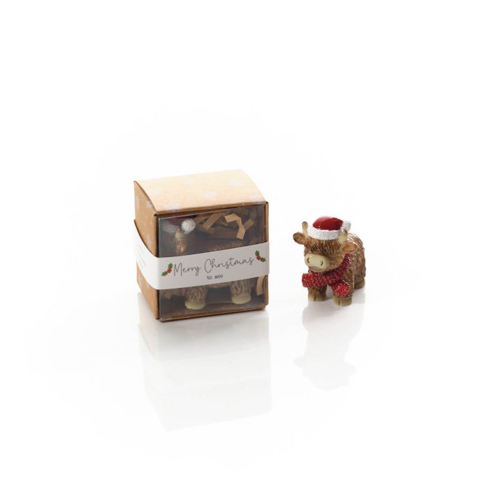 Resin Highland Cow Christmas Keepsake