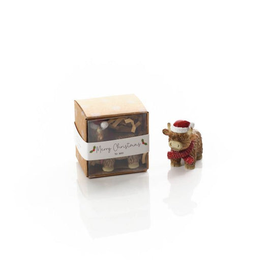 Resin Highland Cow Christmas Keepsake