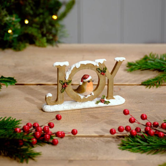 Festive Robin Joy Sign Ornament
