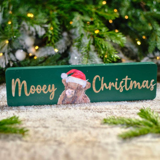 Highland Cow 'Mooey Christmas' Wall Plaque